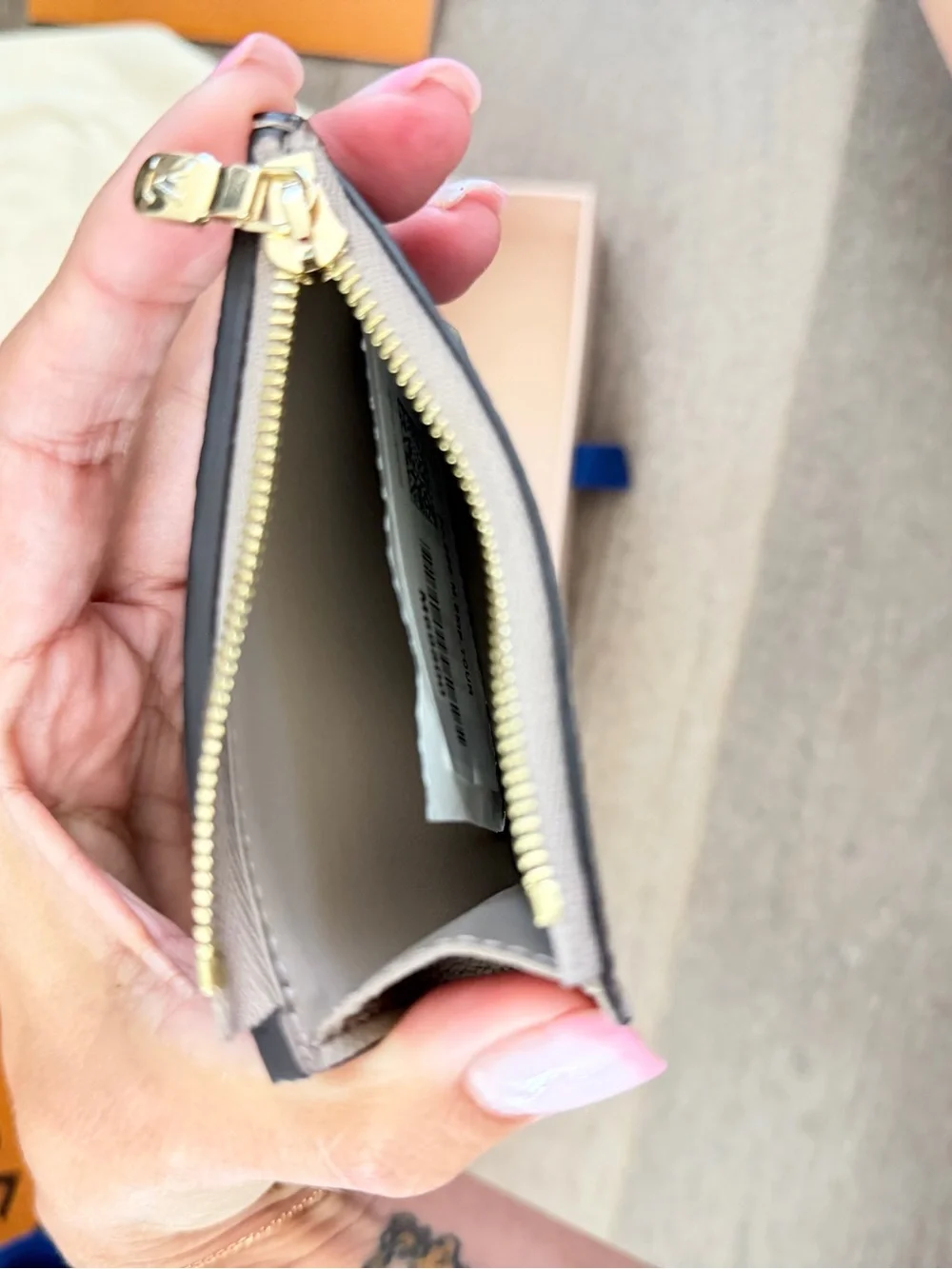 Louis Vuitton Turtledove Pebbled Envelope Wallet with Gold Button